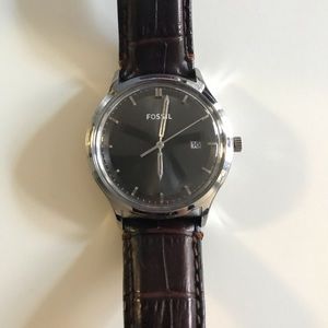 Fossil Brown Leather Stainless Steel Men’s Watch